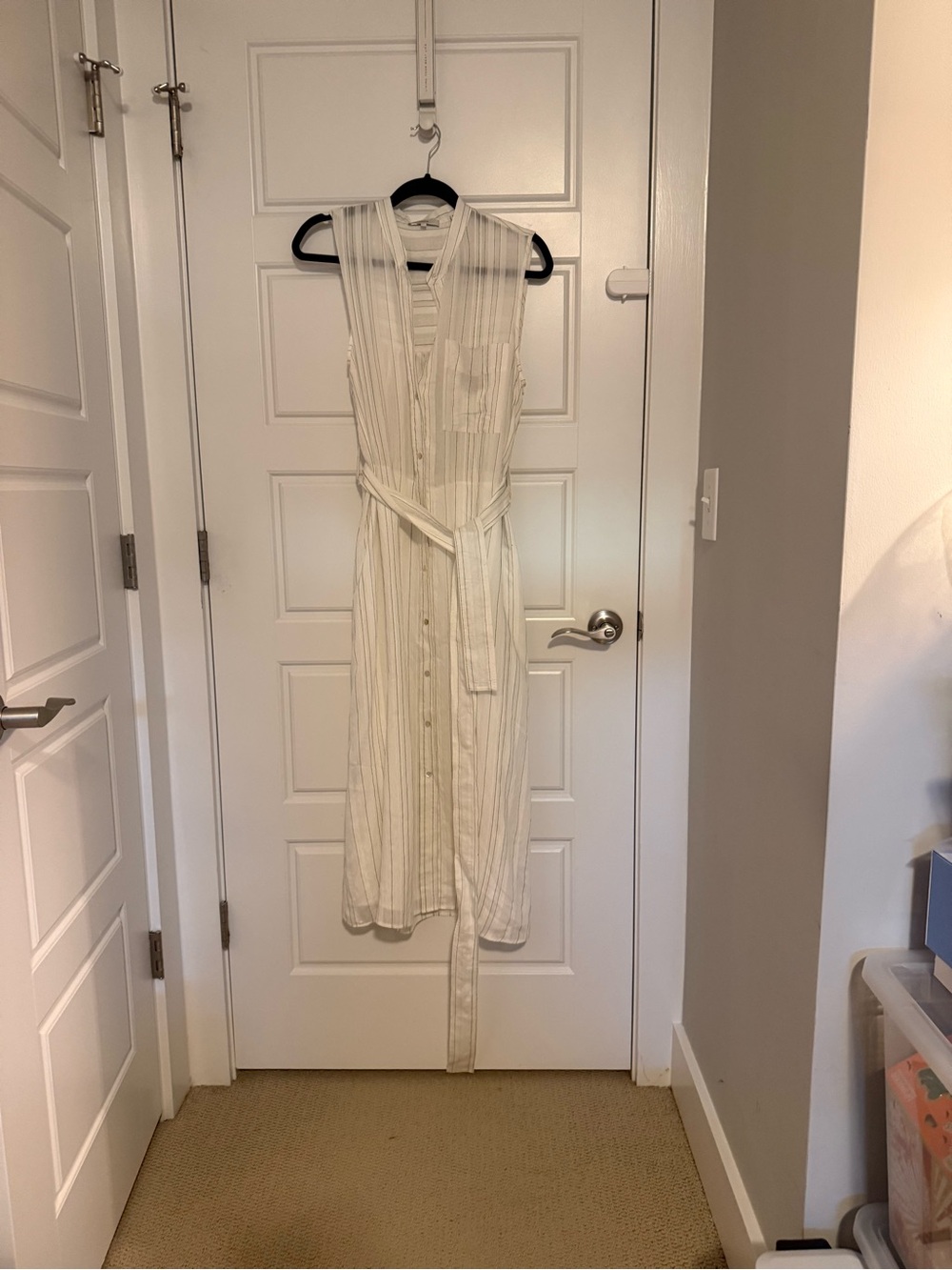 Vince White Shirt with Black Pinstripes